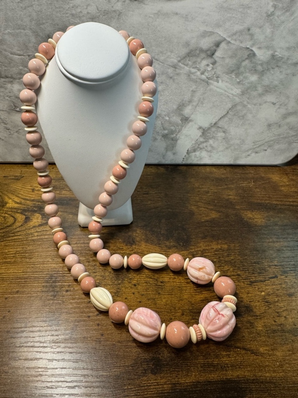 Vintage 1988 Avon Burst of Spring Pink Beaded Necklace *80s Vintage* 27" long